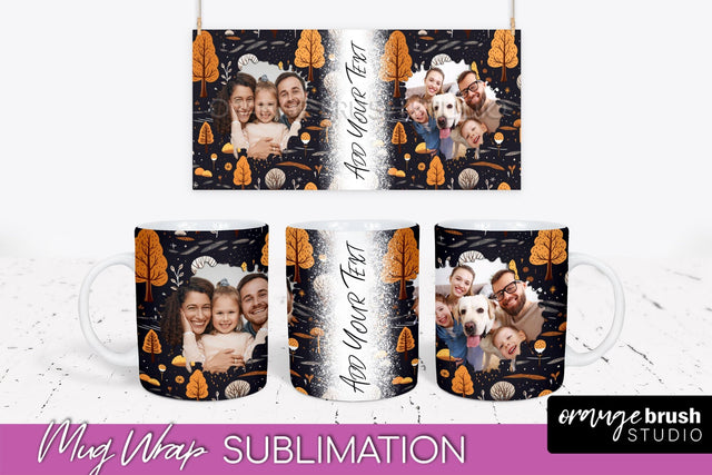 Fall Photo Frame Mug Wrap - Autumn Mug Sublimation Sublimation OrangeBrushStudio 