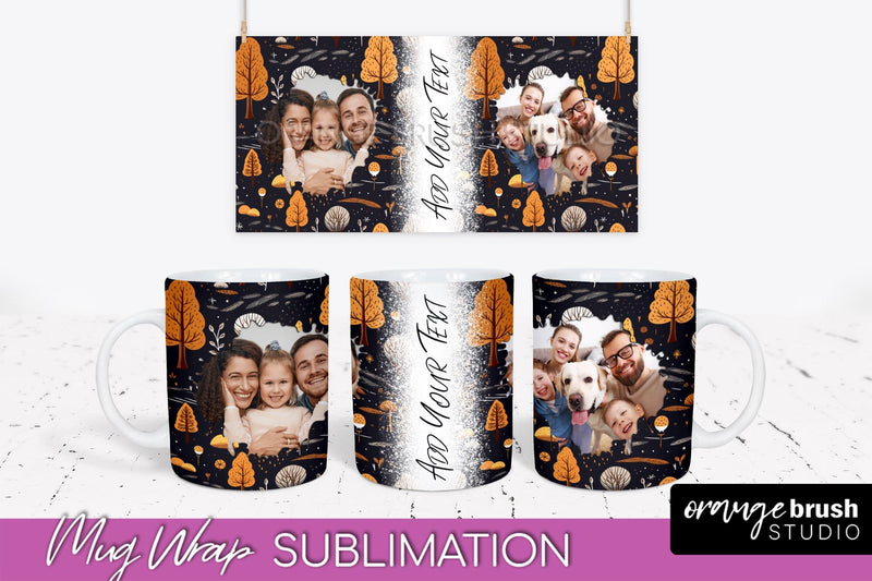 Fall Photo Frame Mug Wrap - Autumn Mug Sublimation Sublimation OrangeBrushStudio 