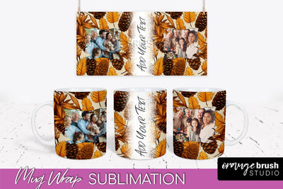 Fall Photo Frame Mug Wrap - Autumn Mug Sublimation Sublimation OrangeBrushStudio 