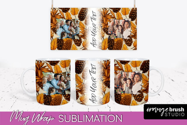 Fall Photo Frame Mug Wrap - Autumn Mug Sublimation Sublimation OrangeBrushStudio 