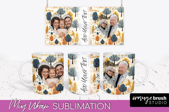 Fall Photo Frame Mug Wrap - Autumn Mug Sublimation Sublimation OrangeBrushStudio 