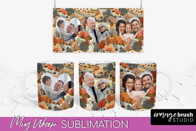 Fall Photo Frame Mug Wrap - Autumn Mug Sublimation Sublimation OrangeBrushStudio 