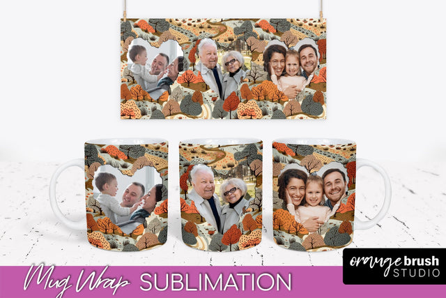 Fall Photo Frame Mug Wrap - Autumn Mug Sublimation Sublimation OrangeBrushStudio 