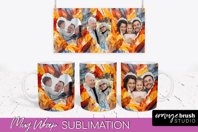Fall Photo Frame Mug Wrap - Autumn Mug Sublimation Sublimation OrangeBrushStudio 