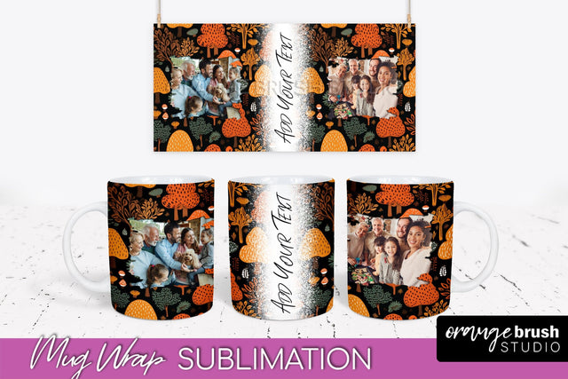 Fall Photo Frame Mug Wrap - Autumn Mug Sublimation Sublimation OrangeBrushStudio 