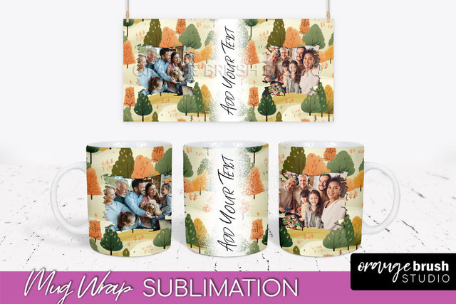 Fall Photo Frame Mug Wrap - Autumn Mug Sublimation Sublimation OrangeBrushStudio 