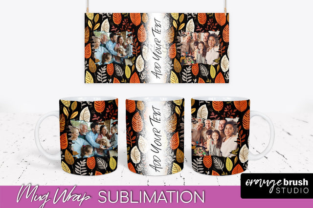 Fall Photo Frame Mug Wrap - Autumn Mug Sublimation Sublimation OrangeBrushStudio 