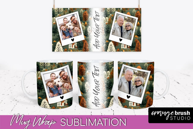 Fall Photo Frame Mug Wrap - Autumn Mug Sublimation Sublimation OrangeBrushStudio 