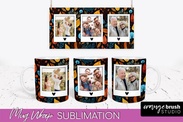 Fall Photo Frame Mug Wrap - Autumn Mug Sublimation Sublimation OrangeBrushStudio 