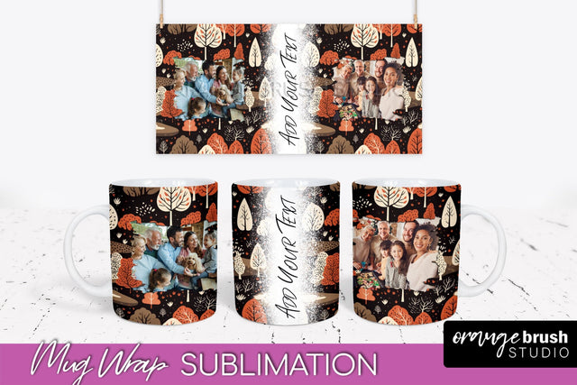 Fall Photo Frame Mug Wrap - Autumn Mug Sublimation Sublimation OrangeBrushStudio 