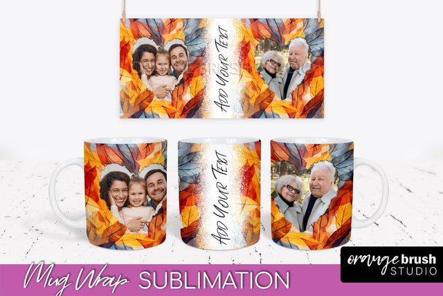 Fall Photo Frame Mug Wrap - Autumn Mug Sublimation Sublimation OrangeBrushStudio 