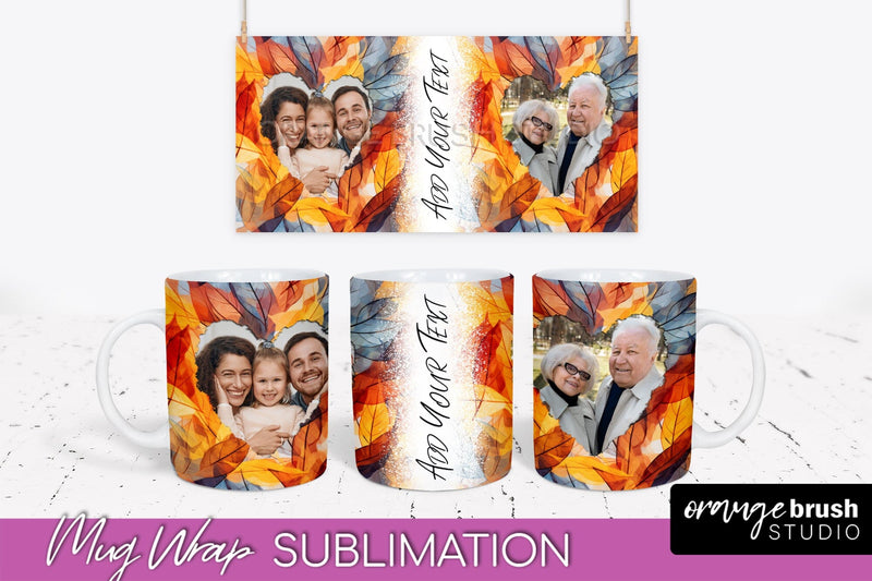 Fall Photo Frame Mug Wrap - Autumn Mug Sublimation Sublimation OrangeBrushStudio 