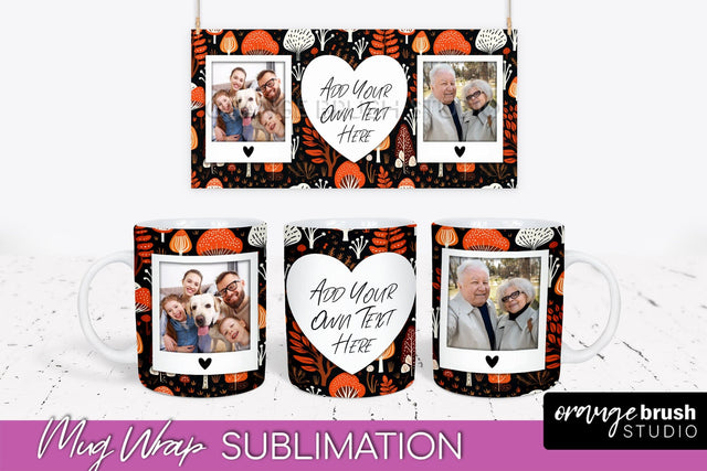 Fall Photo Frame Mug Wrap - Autumn Mug Sublimation Sublimation OrangeBrushStudio 