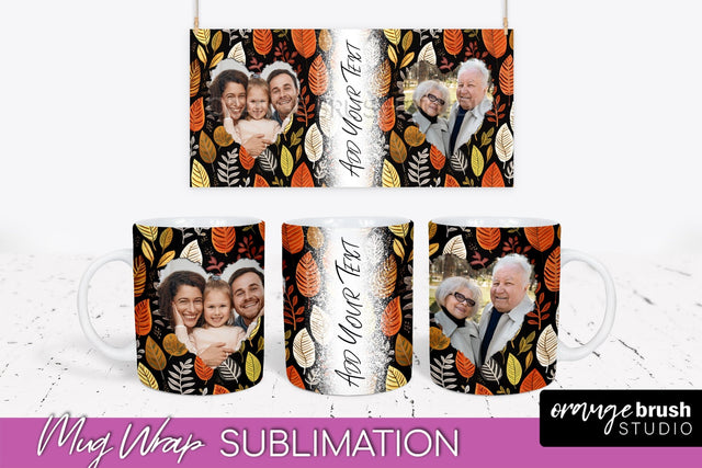 Fall Photo Frame Mug Wrap - Autumn Mug Sublimation Sublimation OrangeBrushStudio 