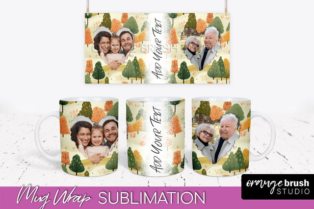 Fall Photo Frame Mug Wrap - Autumn Mug Sublimation Sublimation OrangeBrushStudio 
