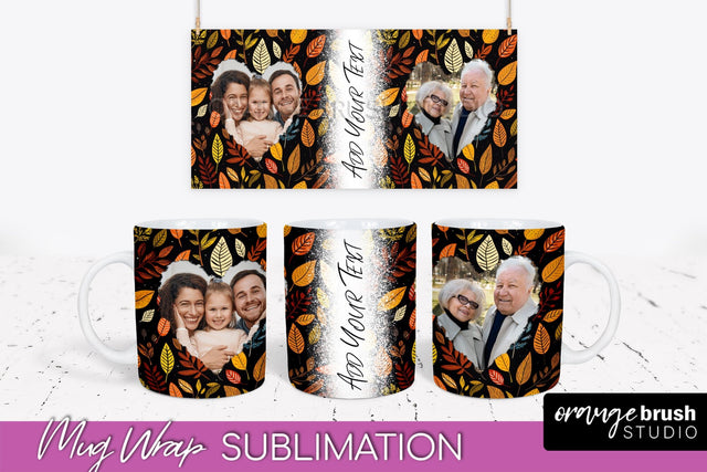 Fall Photo Frame Mug Wrap - Autumn Mug Sublimation Sublimation OrangeBrushStudio 