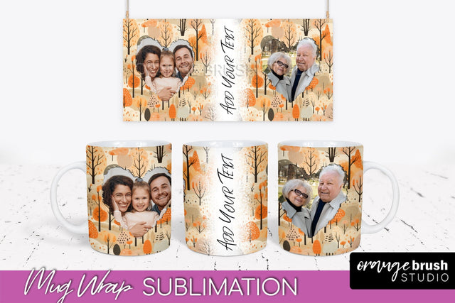Fall Photo Frame Mug Wrap - Autumn Mug Sublimation Sublimation OrangeBrushStudio 