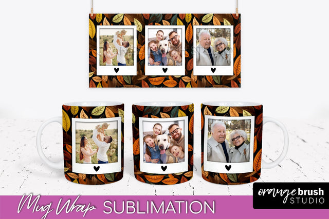 Fall Photo Frame Mug Wrap - Autumn Mug Sublimation Sublimation OrangeBrushStudio 