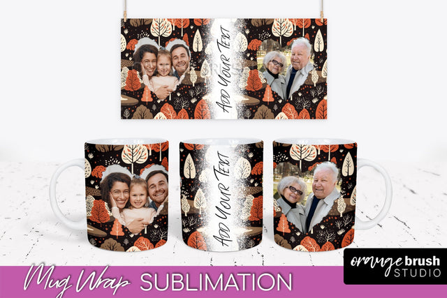 Fall Photo Frame Mug Wrap - Autumn Mug Sublimation Sublimation OrangeBrushStudio 