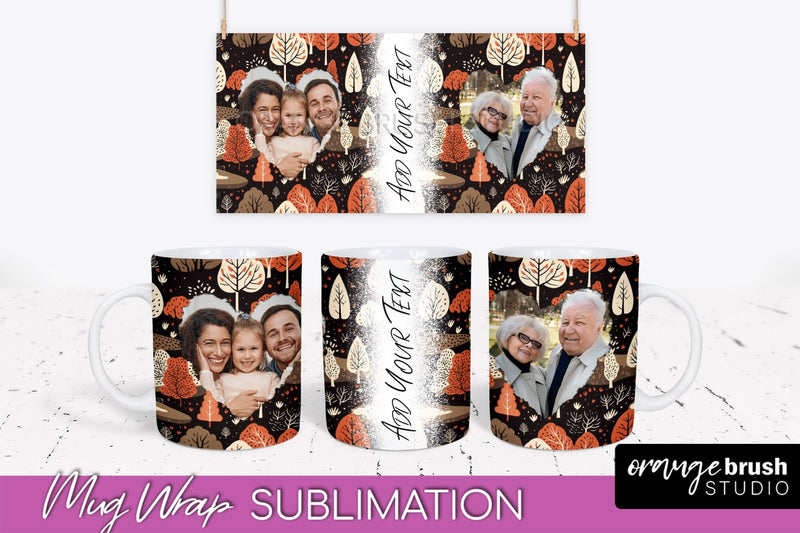 Fall Photo Frame Mug Wrap - Autumn Mug Sublimation Sublimation OrangeBrushStudio 