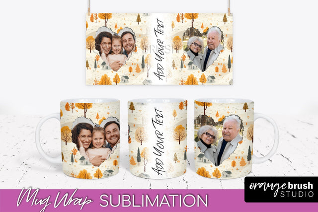 Fall Photo Frame Mug Wrap - Autumn Mug Sublimation Sublimation OrangeBrushStudio 
