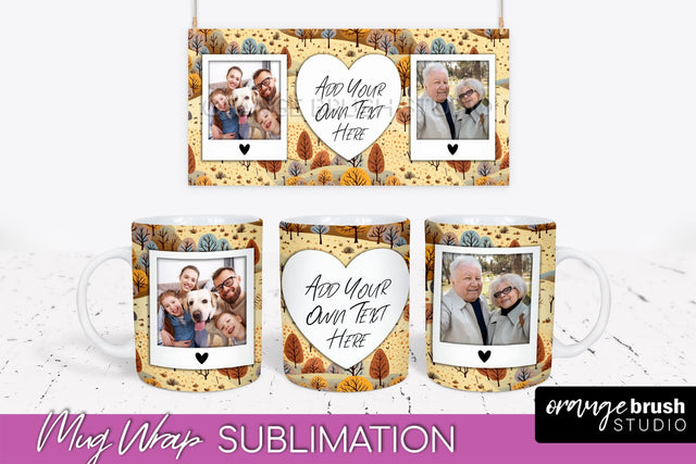 Fall Photo Frame Mug Wrap - Autumn Mug Sublimation Sublimation OrangeBrushStudio 