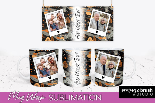 Fall Photo Frame Mug Wrap - Autumn Mug Sublimation Sublimation OrangeBrushStudio 