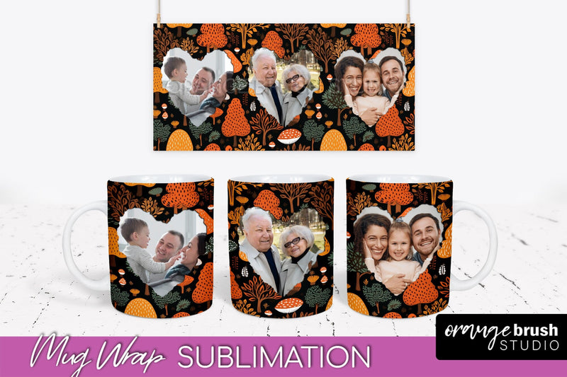 Fall Photo Frame Mug Wrap - Autumn Mug Sublimation Sublimation OrangeBrushStudio 