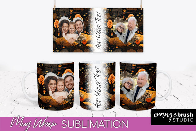 Fall Photo Frame Mug Wrap - Autumn Mug Sublimation Sublimation OrangeBrushStudio 