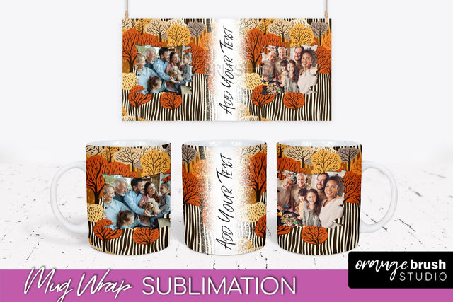 Fall Photo Frame Mug Wrap - Autumn Mug Sublimation Sublimation OrangeBrushStudio 
