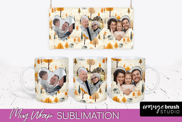 Fall Photo Frame Mug Wrap - Autumn Mug Sublimation Sublimation OrangeBrushStudio 
