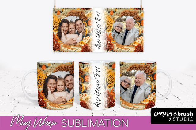 Fall Photo Frame Mug Wrap - Autumn Mug Sublimation Sublimation OrangeBrushStudio 