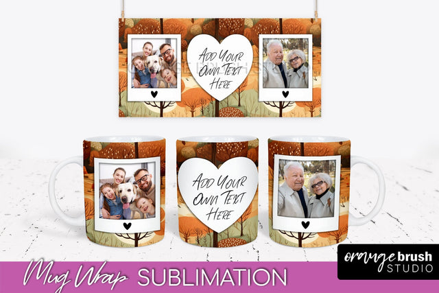 Fall Photo Frame Mug Wrap - Autumn Mug Sublimation Sublimation OrangeBrushStudio 