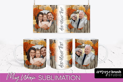 Fall Photo Frame Mug Wrap - Autumn Mug Sublimation Sublimation OrangeBrushStudio 
