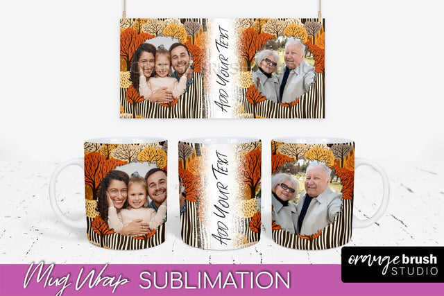 Fall Photo Frame Mug Wrap - Autumn Mug Sublimation Sublimation OrangeBrushStudio 