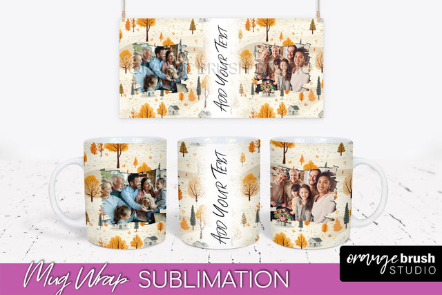 Fall Photo Frame Mug Wrap - Autumn Mug Sublimation Sublimation OrangeBrushStudio 