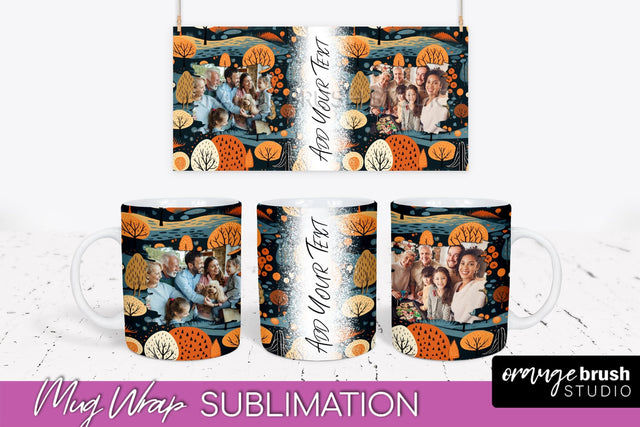 Fall Photo Frame Mug Wrap - Autumn Mug Sublimation Sublimation OrangeBrushStudio 