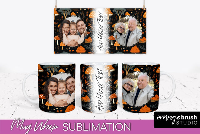 Fall Photo Frame Mug Wrap - Autumn Mug Sublimation Sublimation OrangeBrushStudio 