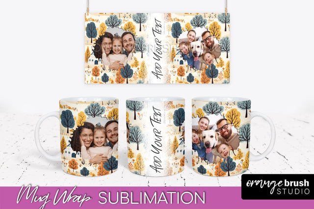 Fall Photo Frame Mug Wrap - Autumn Mug Sublimation Sublimation OrangeBrushStudio 