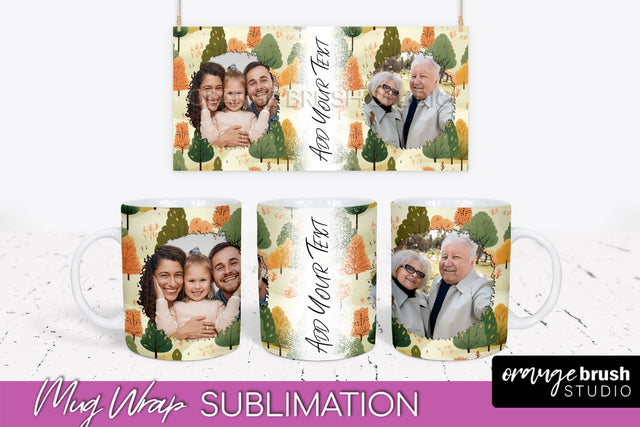 Fall Photo Frame Mug Wrap - Autumn Mug Sublimation Sublimation OrangeBrushStudio 