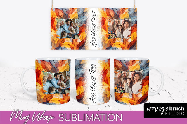 Fall Photo Frame Mug Wrap - Autumn Mug Sublimation Sublimation OrangeBrushStudio 
