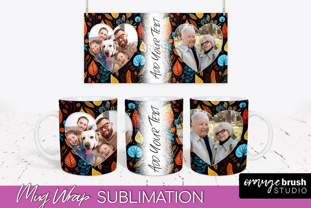 Fall Photo Frame Mug Wrap - Autumn Mug Sublimation Sublimation OrangeBrushStudio 
