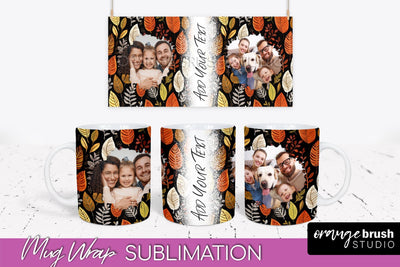 Fall Photo Frame Mug Wrap - Autumn Mug Sublimation Sublimation OrangeBrushStudio 