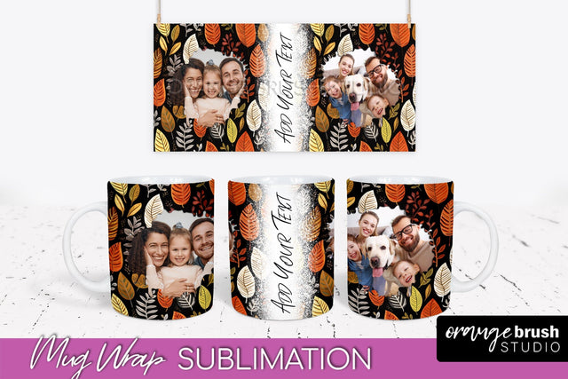 Fall Photo Frame Mug Wrap - Autumn Mug Sublimation Sublimation OrangeBrushStudio 