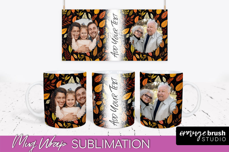 Fall Photo Frame Mug Wrap - Autumn Mug Sublimation Sublimation OrangeBrushStudio 