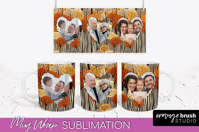 Fall Photo Frame Mug Wrap - Autumn Mug Sublimation Sublimation OrangeBrushStudio 