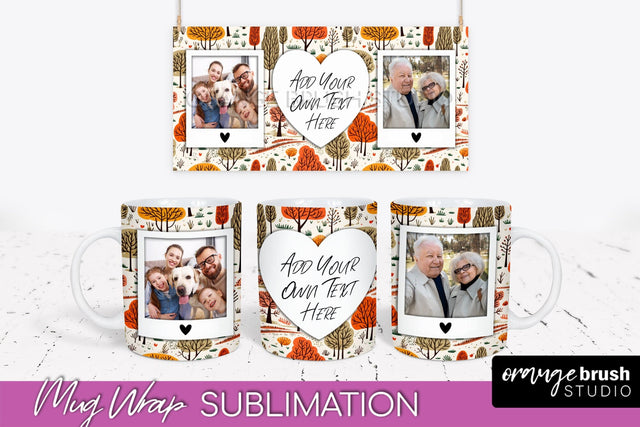 Fall Photo Frame Mug Wrap - Autumn Mug Sublimation Sublimation OrangeBrushStudio 