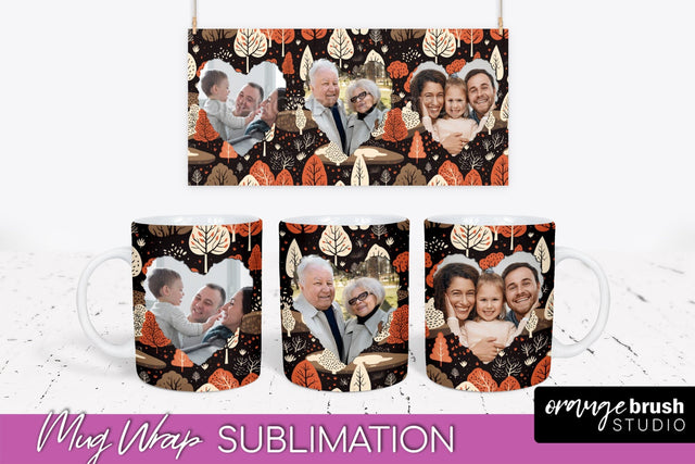 Fall Photo Frame Mug Wrap - Autumn Mug Sublimation Sublimation OrangeBrushStudio 