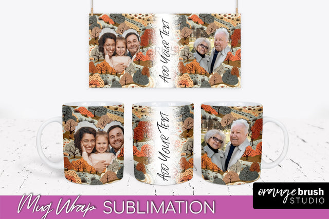 Fall Photo Frame Mug Wrap - Autumn Mug Sublimation Sublimation OrangeBrushStudio 