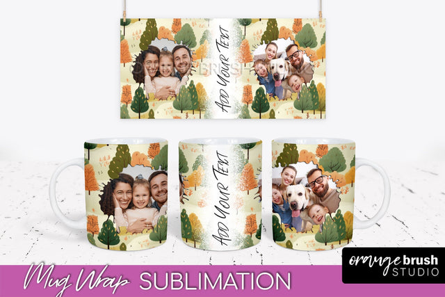 Fall Photo Frame Mug Wrap - Autumn Mug Sublimation Sublimation OrangeBrushStudio 